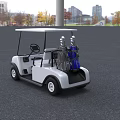 White Golf Cart With Two Seats Roof And Black Wheels Design