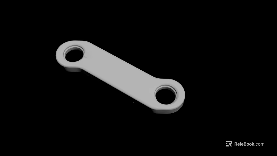 White Flat Metal Bracket With Two Holes For Industrial Mechanical Use 3d model 