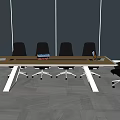 Modern Conference Table With Black Office Chairs And Stationery In Office Space