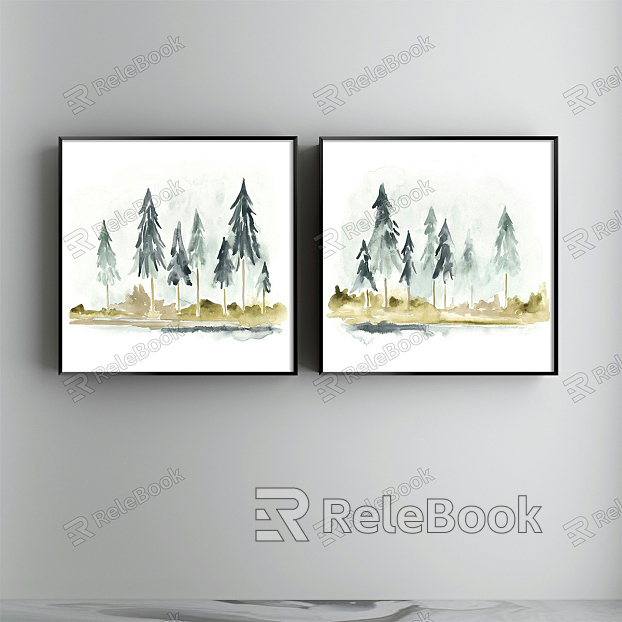 Nordic Landscape Painting Green Living Room Landscape Natural Light Decorative Painting model