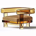 Modern Single Sofa With Amber Acrylic Frame And Brown Velvet Cushion