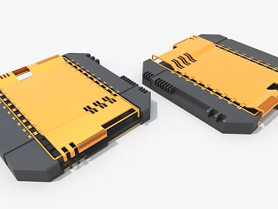 Industrial Equipment In Yellow And Black With Modern Panel Structure Design 3d model