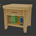 Wooden Entryway Side Cabinet With Drawer And Colorful Books On Open Shelf