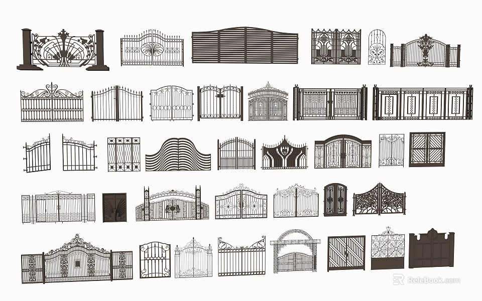 Various Decorative Gate Designs Featuring Ornate Patterns And Classic Styles 3d model