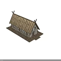 Ancient Traditional Building With Thatched Roof Wooden Frames And Interior Details