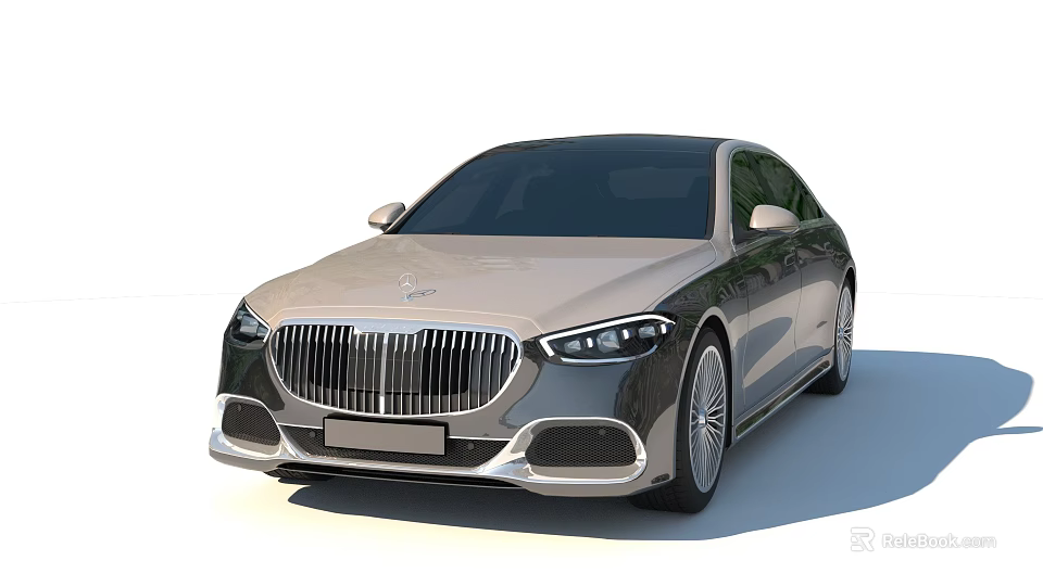 Golden Mercedes Maybach Luxury Sedan Featuring Chrome Grille LED Headlights and Sleek Profile 3d model 