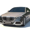 Golden Mercedes Maybach Luxury Sedan Featuring Chrome Grille LED Headlights and Sleek Profile
