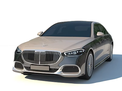 Golden Mercedes Maybach Luxury Sedan Featuring Chrome Grille LED Headlights and Sleek Profile 3d model