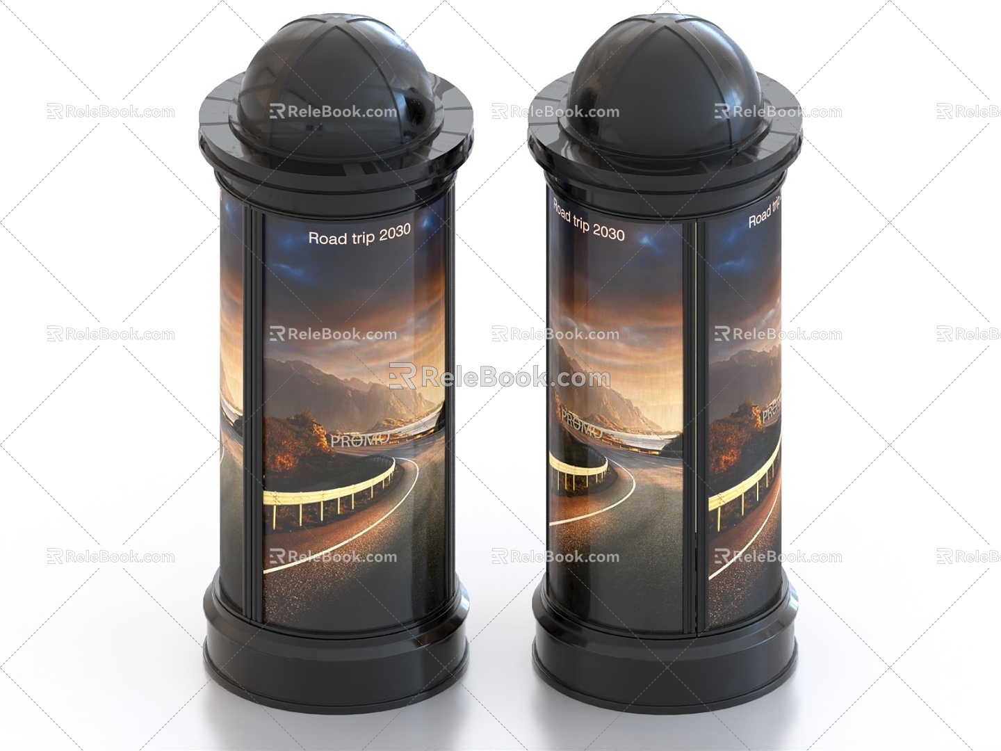 Advertising post billboard lamp post lamp board 3d model