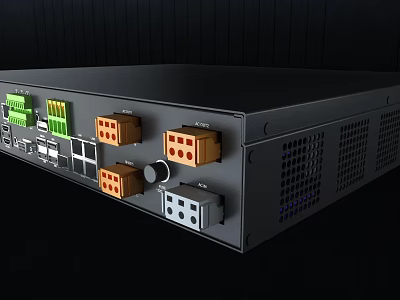Professional Black Headphone Audio Device Rear Panel With Multiple Ports And Buttons 3d model