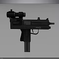 Tactical Submachine Gun With Mounted Scope Black Finish And Detachable Magazine