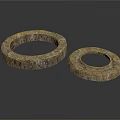 Two Wood Stone Circular Rings With Natural Textured Surface For Home Decor