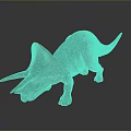 Silver Metallic Triceratops Model with Reflective Surface and Detailed Design