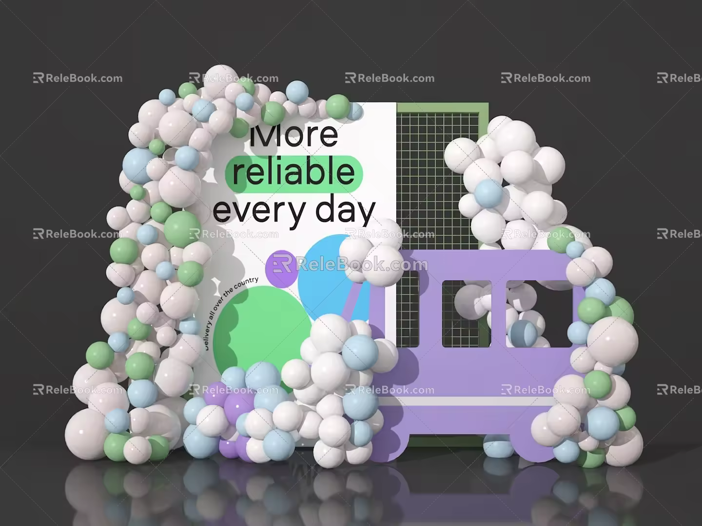 Modern Meichen Display Window Meichen Balloon Meichen Balloon Combination Pin-in Area Activity Meichen 3d model