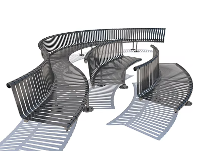 Modern Curved Metal Outdoor Chairs With Sleek Design For Public Spaces 3d model