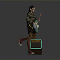 Man Playing Electric Guitar Standing On Amplifier In Dynamic Performance Pose 3d model