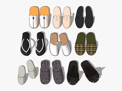 Comfortable Home Slippers In Various Styles And Different Colors For Daily Use 3d model