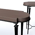 Brown Wooden Table With Metal Legs And Modern Contemporary Design Surface