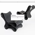 Elegant Modern Black Leisure Chairs Featuring Unique Curved Wave Structure Design 3d model