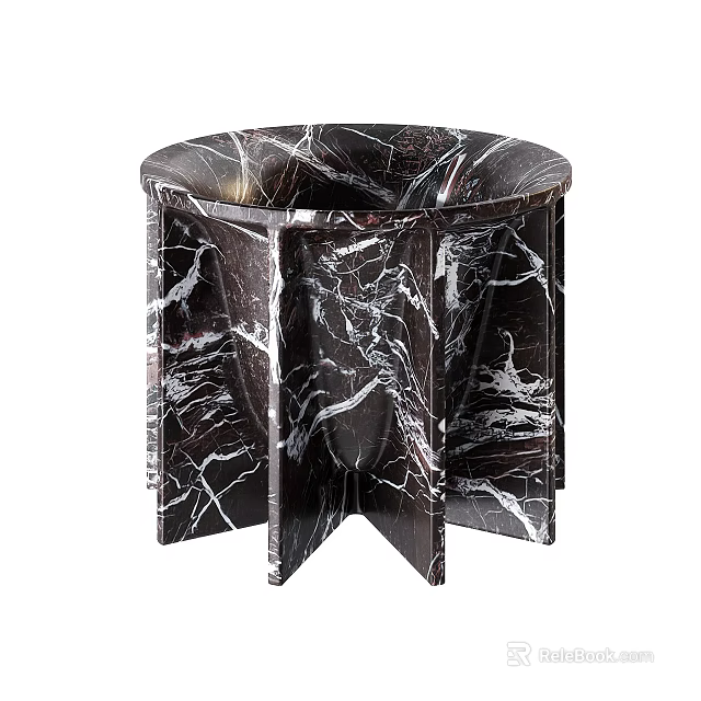 Black Marble Dinnerware Set With Round Top And Intricate White Vein Structured Design 3d model