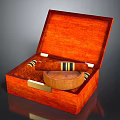 Wooden Food Storage Box With Round Tray And Snacks Inside