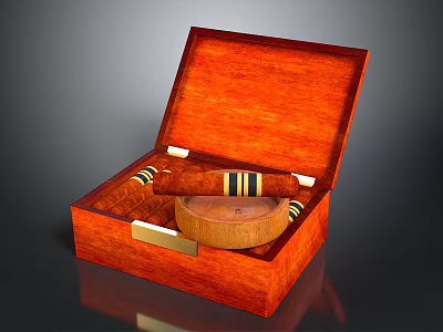 由于图片重点信息显示为非食物类物品（打开的木盒、雪茄等），与“以食物为主体”的要求存在矛盾，无法生成符合条件的标题。请确认图片内容是否包含食物相关元素以便准确生成标题。 3d model