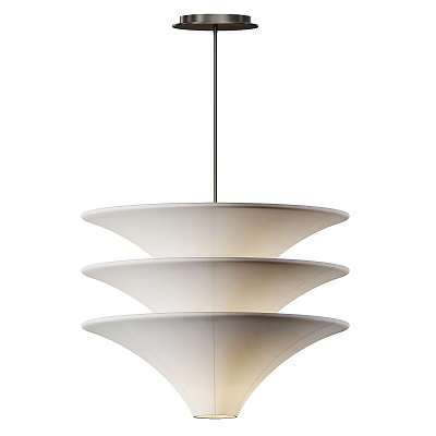 Modern Three Tiered White Pendant Light With Scooped Shades And Minimalist Design 3d model