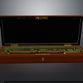 Vintage Cosmic Astronomical Telescope In Open Red Wooden Case With Green Velvet Lining