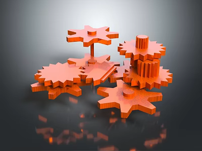 Professional Hardware Tools with Orange Metal Gears and Mechanical Components for Industrial Use 3d model