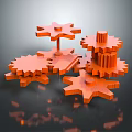 Professional Hardware Tools with Orange Metal Gears and Mechanical Components for Industrial Use
