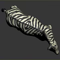 Animated Zebra Game Character With Black White Stripes Standing Pose Against Dark Background