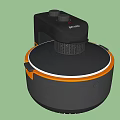 Ecovacs Robot Vacuum Cleaners As Modern Kitchen Appliances With Black Yellow Design