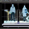 High end Outdoor Themed Art Installation With White Coat Mannequins Tech Displays And Robotic Arm