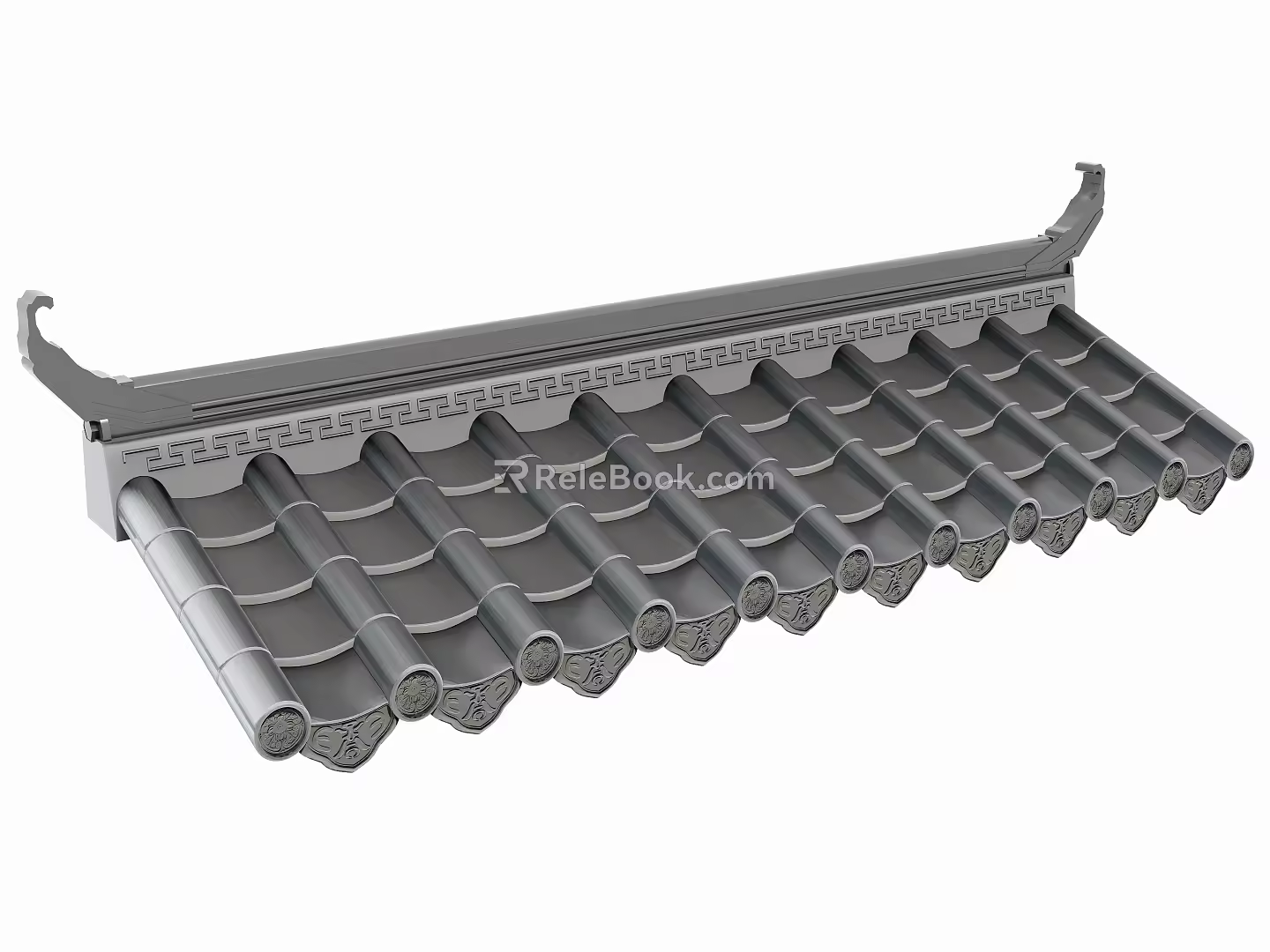 Chinese-style eaves roof tile eaves line 3d model