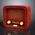 Classic Vintage Red Wooden Radio With Mesh Grille And Control Knobs
