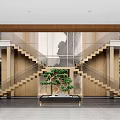 High Ceiling Natural Wood Hotel Lobby Front Reception Area With Bright Open Public Lounge