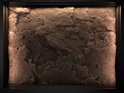 Rough Textured Stone Like Feature Wall With Black Frame And Illuminated Edges 3d model