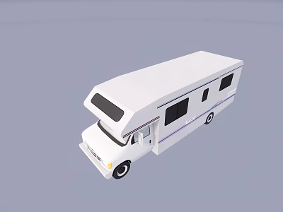 White Recreational Vehicle Exterior With Multiple Windows And Smooth Roof Design 3d model