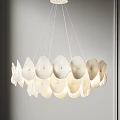 Modern Pendant Light With White Cream Teardrop Circular Shaped Panels Hanging Soft Lighting Ambiance