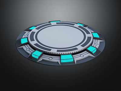Futuristic Circular Equipment Featuring Blue Illuminated Panels And Sleek Modern Design 3d model