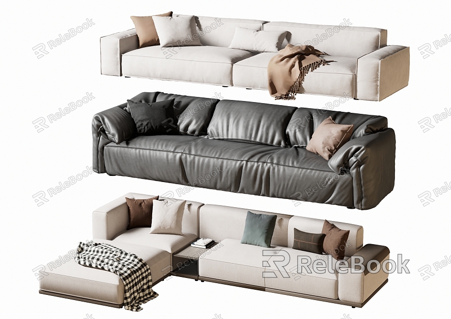 Modern double sofa multiplayer sofa corner sofa model