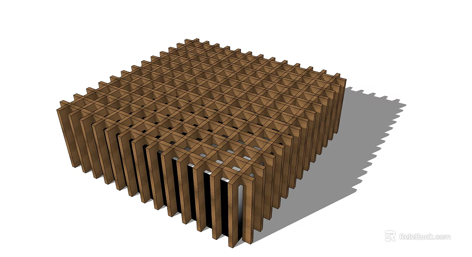 Brown Wooden Triangular Grid Structure With 3D Interlocking Design Elements 3d model 