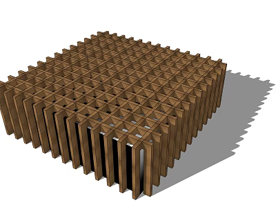 Brown Wooden Triangular Grid Structure With 3D Interlocking Design Elements 3d model