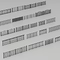 Assorted Stylish Railings Display Featuring Different Designs and Metal Structures for Various Applications