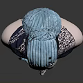 3D Model Woman with Blue Gray Braided Hair and Light Face Paint in Dark Turtleneck