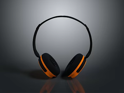 Modern Over Ear Computer Headphones With Black And Orange Design And Comfortable Fit 3d model