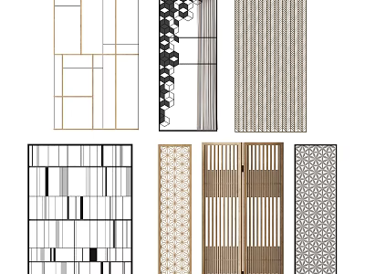 Modern Room Dividers With Geometric Patterns Slatted Designs And Decorative Details For Interior Spaces 3d model
