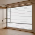 Modern Interior White Window Blinds With Light Filtering Fabric And Wooden Cabinet