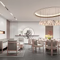 Modern Elegant Private Room With Sofa Round Table And Chandelier 3d model