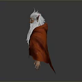 Fantasy Creature Character With White Hair Long Beard And Red Cloak